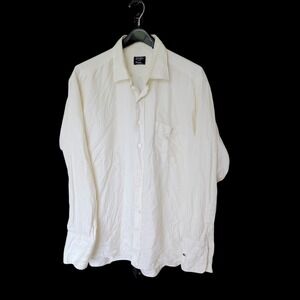 70's Gitman Bros Mens 18 35 Cream Cotton Button Down Shirt‎ Made in USA